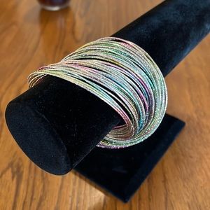 Bangle bracelet, fashion jewelry, multi colored, 4” diameter